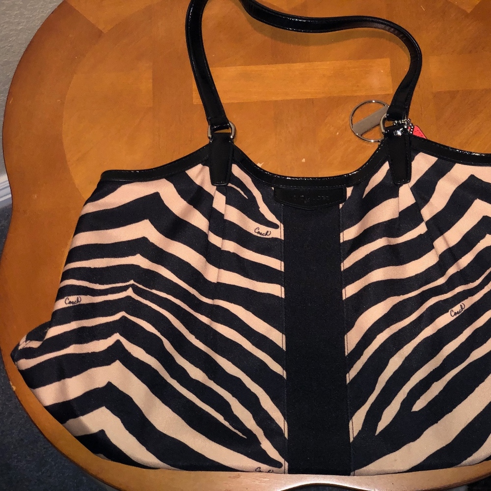 Tan and Black Coach Tote